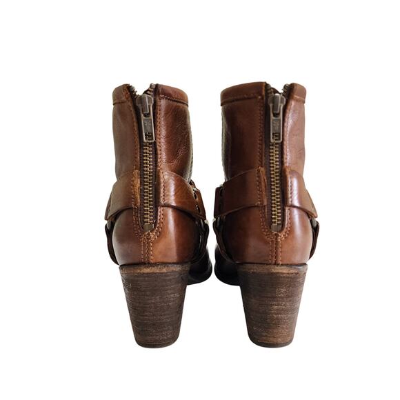 Frye Womens Tabitha Harness Ankle Boots Size 6.5 Cognac Brown Leather Western - Picture 8 of 14